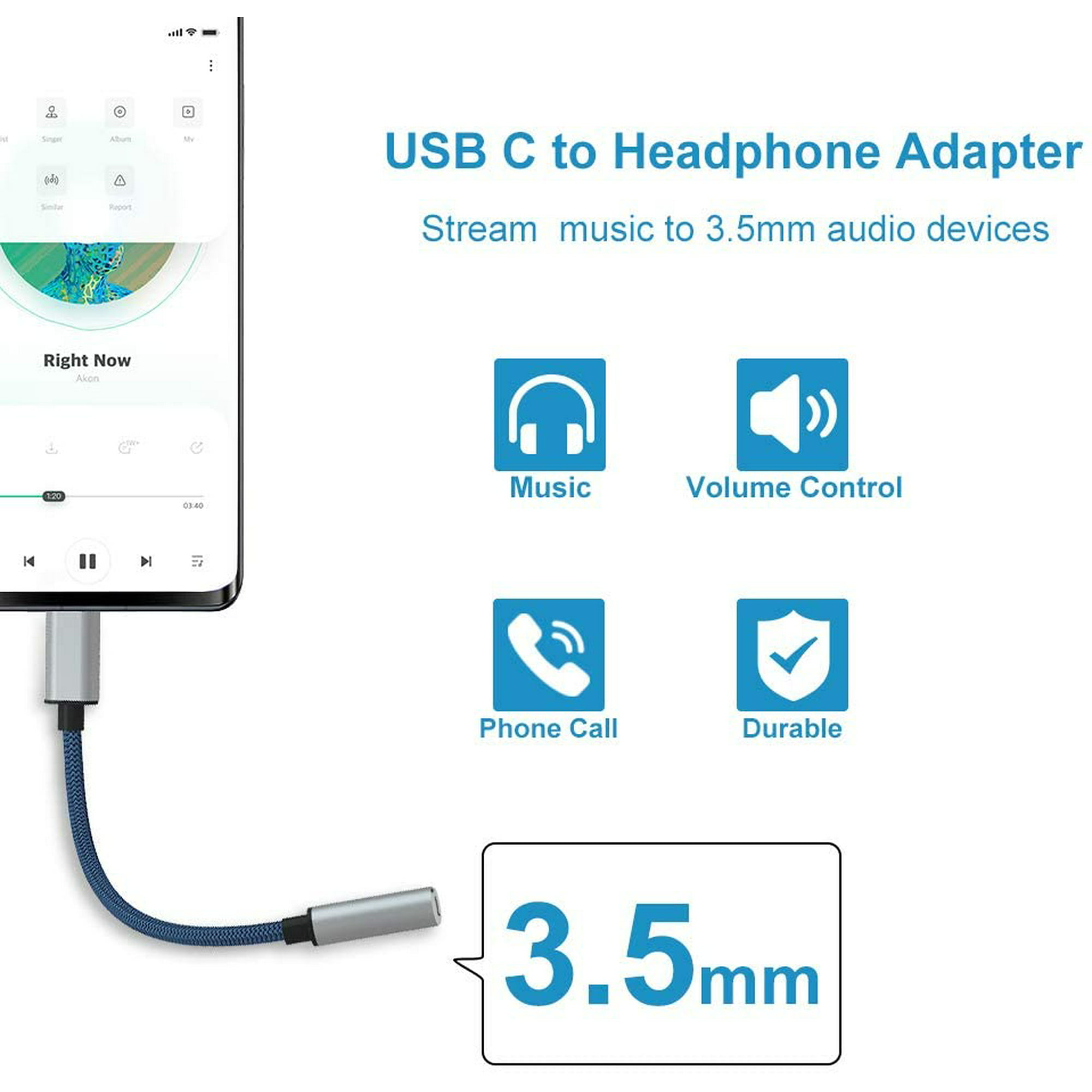 USB C to 3.5mm OnePlus 7T Pro Headphone Jack Adapter OnePlus 7T 7 Pro 6T YUANBAI USB Type C to 3.5mm Aux Audio Adapter DAC USB C Headphone Adapter for Pixel 4 3 XL 2XL New iPad Pro Samsung Note 10 